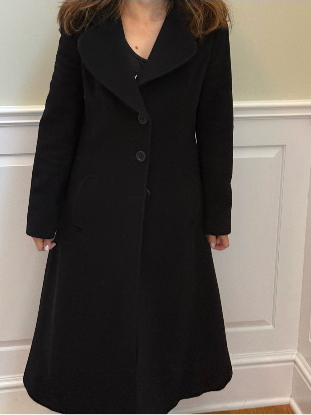 Searle Black Long Wool Coat- Sz 4